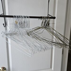Metal Wire Clothing Hangers - White & Gold Set